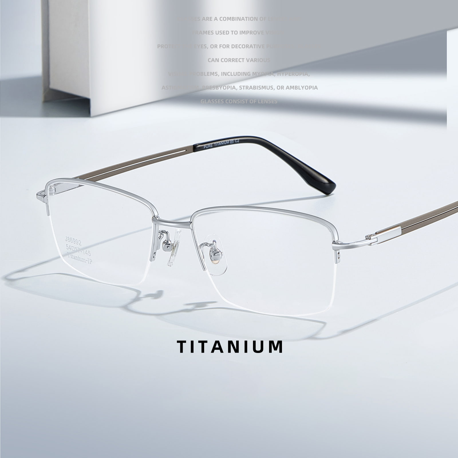86992 Flerfarvede ikke-ørepressende rene titanbrille