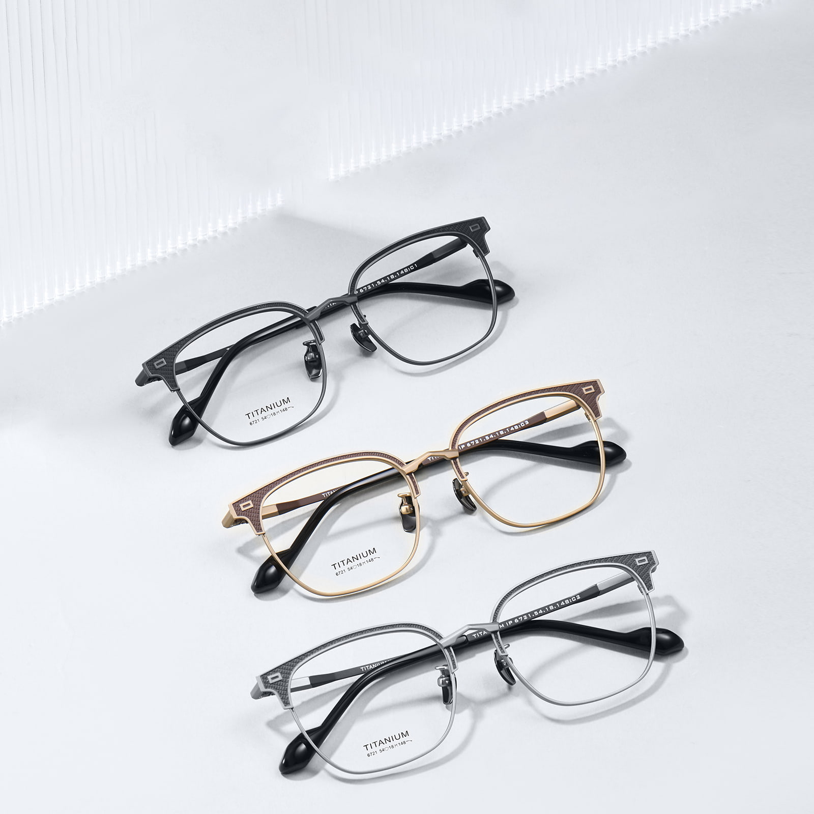 6721 Hårde, galvaniserede, ikke-fading rene titanbrille