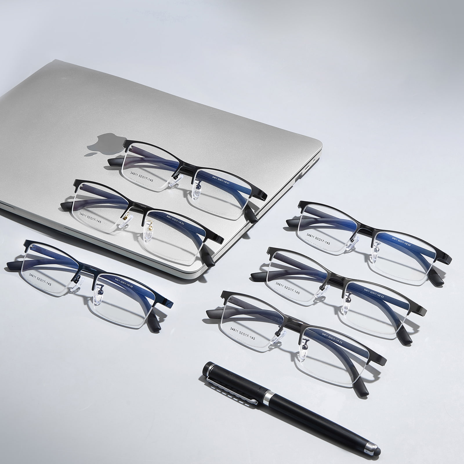 34611 Minimalistiske halvramme hypoallergene legeringsbriller