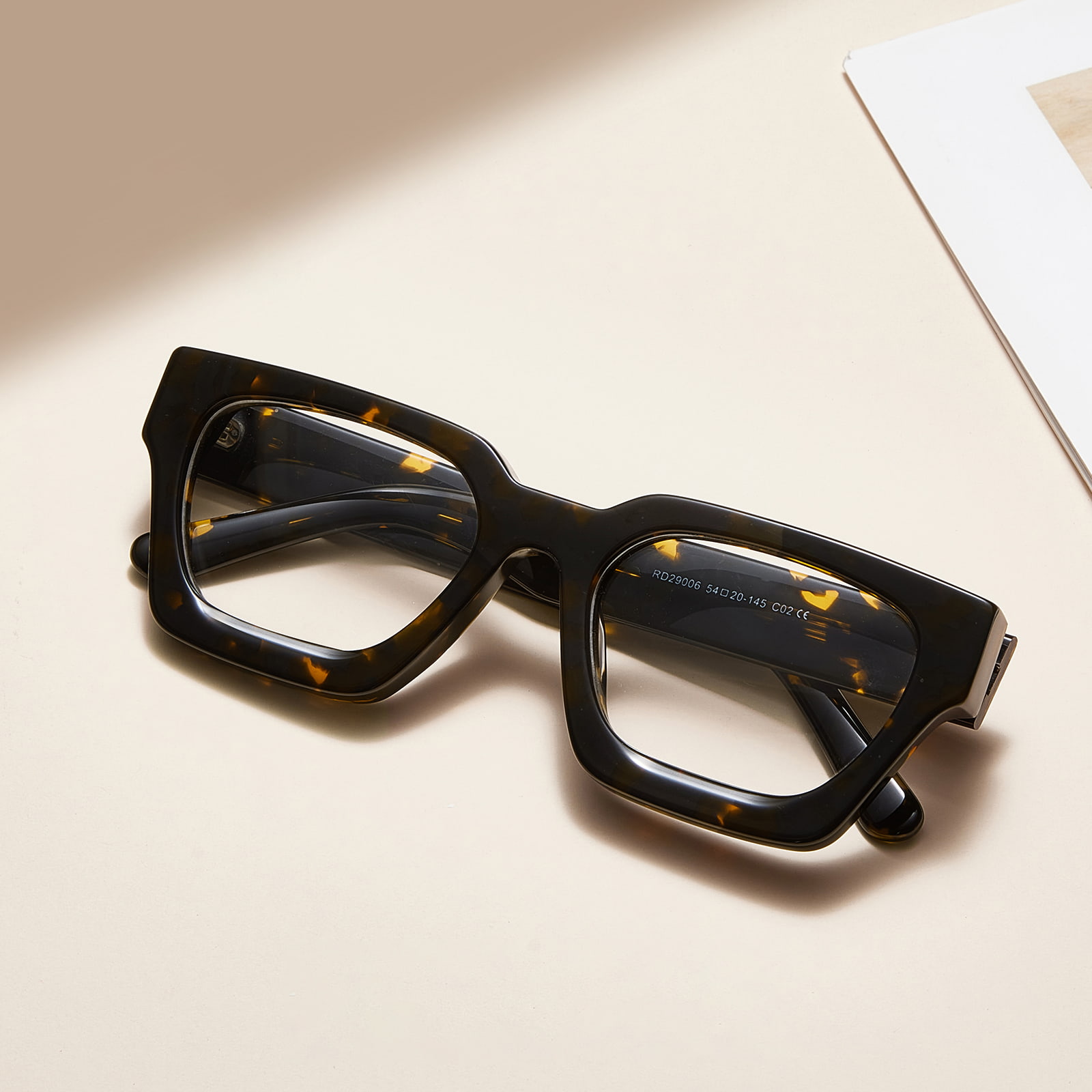 RD29006 Ru firkantet stel hængslet acetatglas
