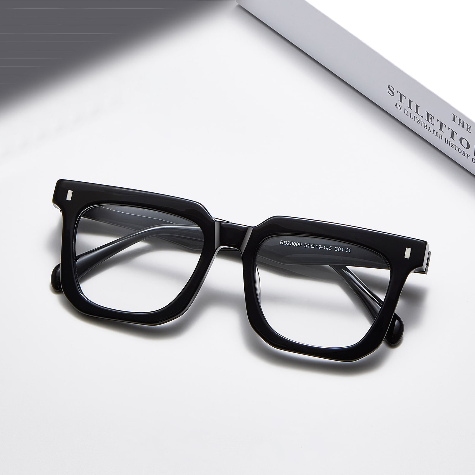 RD29009 Fed firkantet stel Tortoiseshell Textured Acetate Glasses