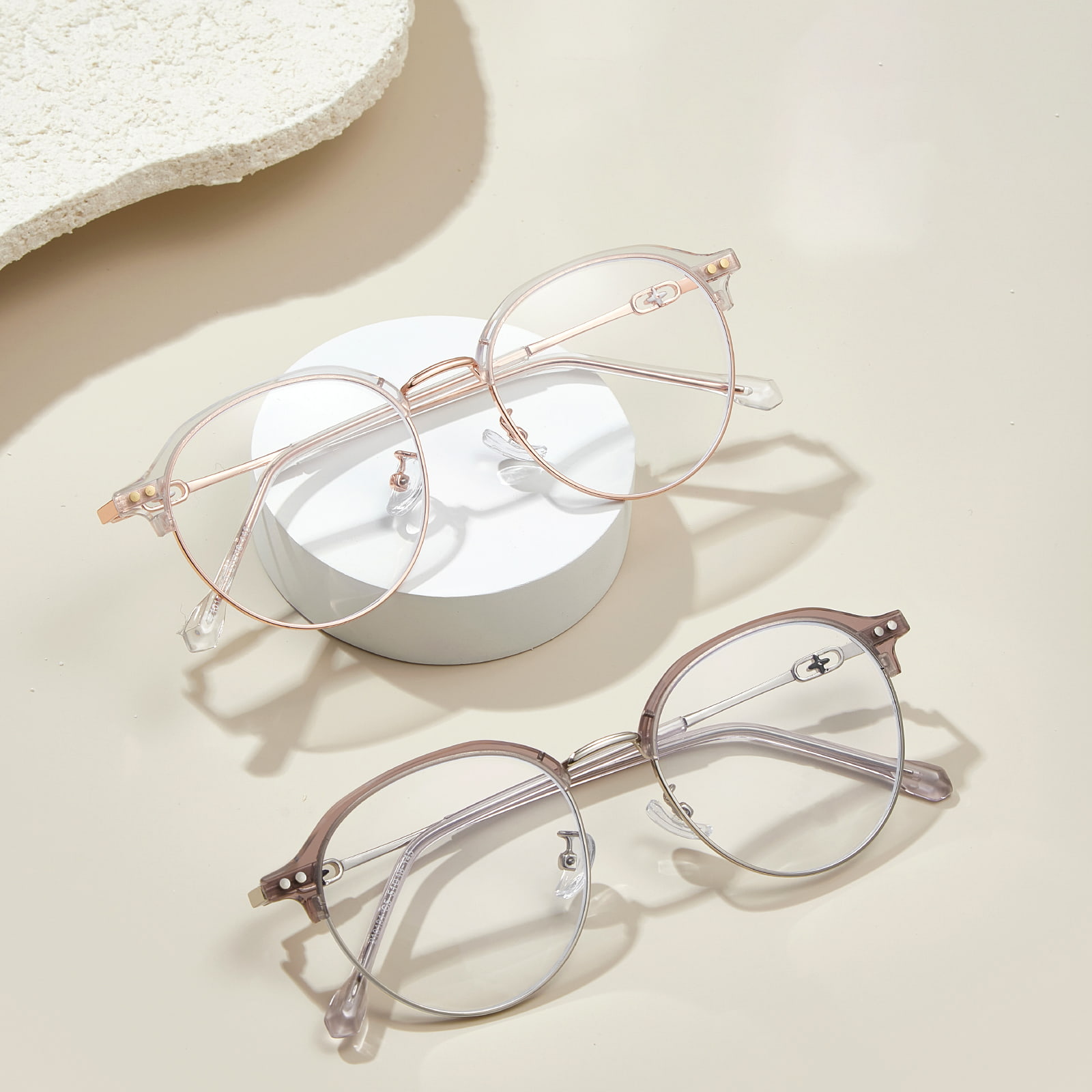 210131 Rundt stel Cross Casting Blue Light Blocking Glass