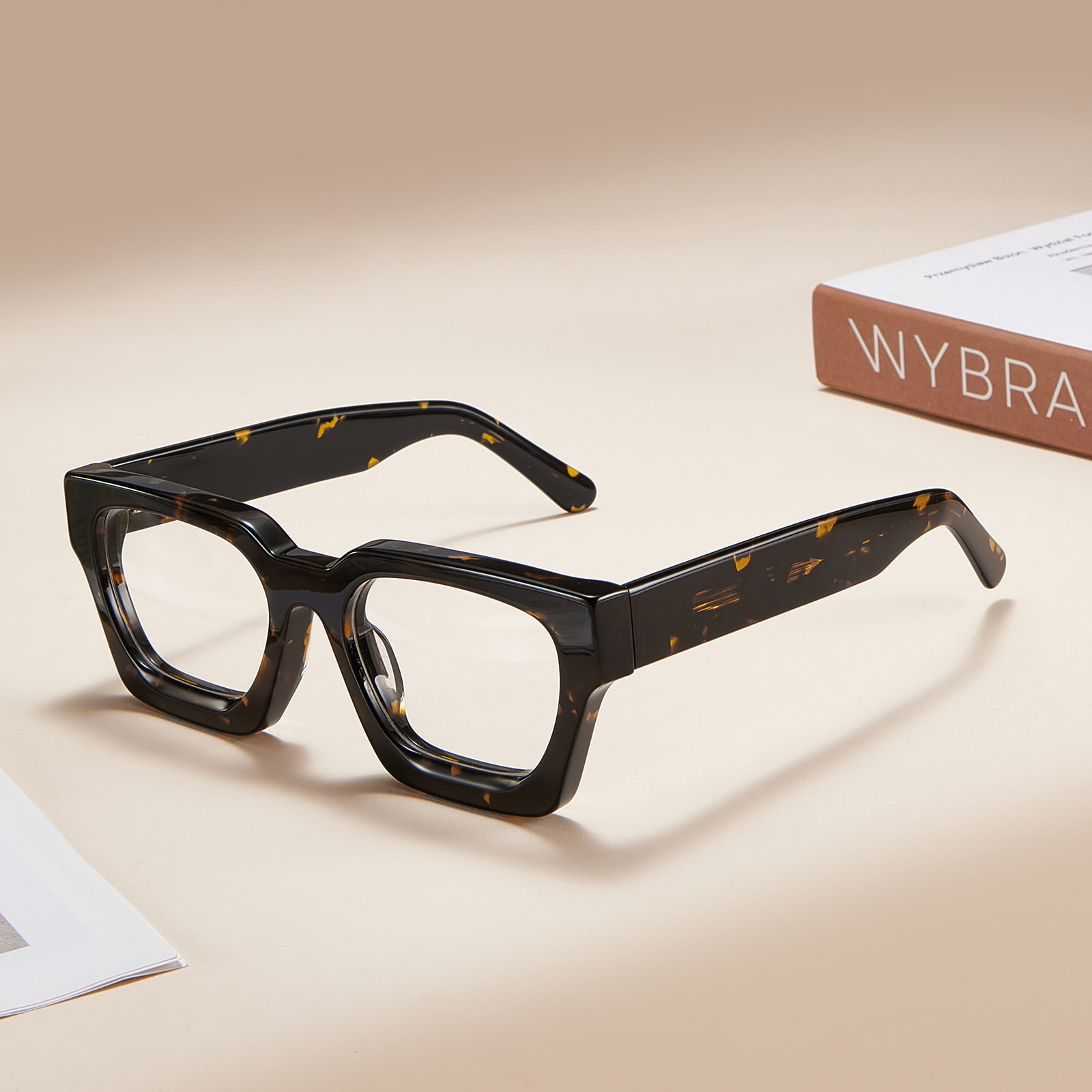 RD29006 Ru firkantet stel hængslet acetatglas