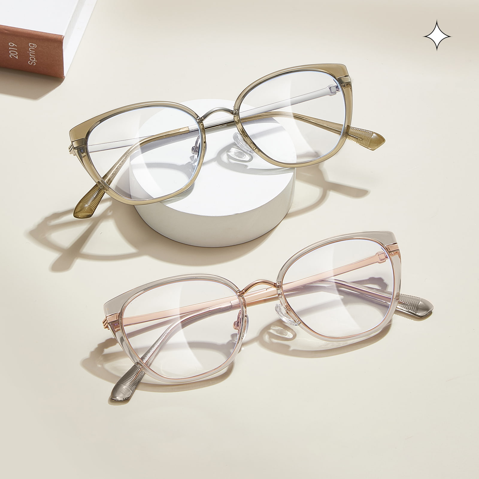 210448 Klare Cat-Eye stribede bogstaver med anti-blåt lys