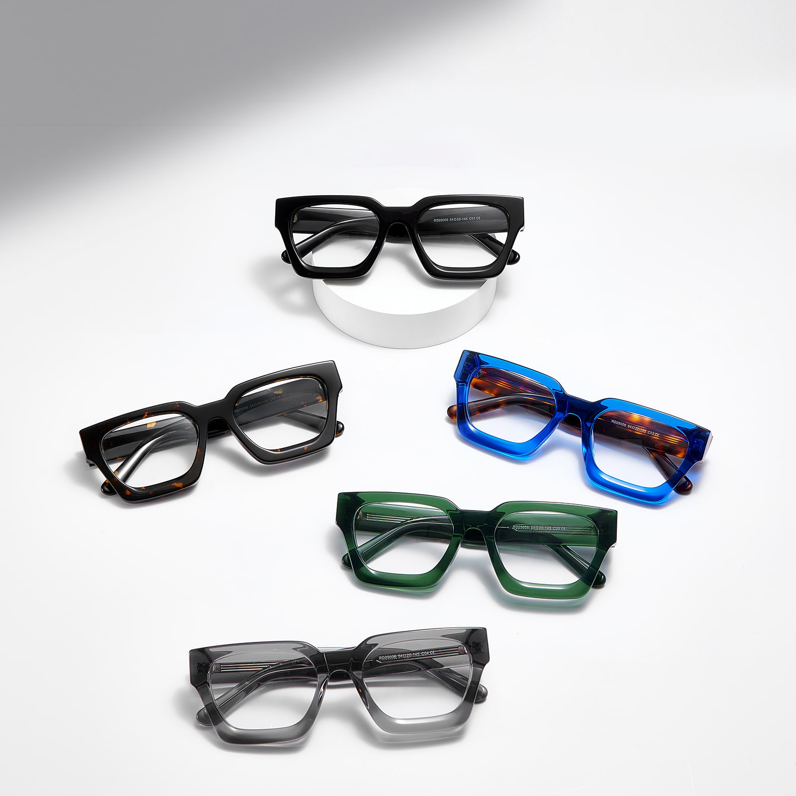 RD29006 Ru firkantet stel hængslet acetatglas