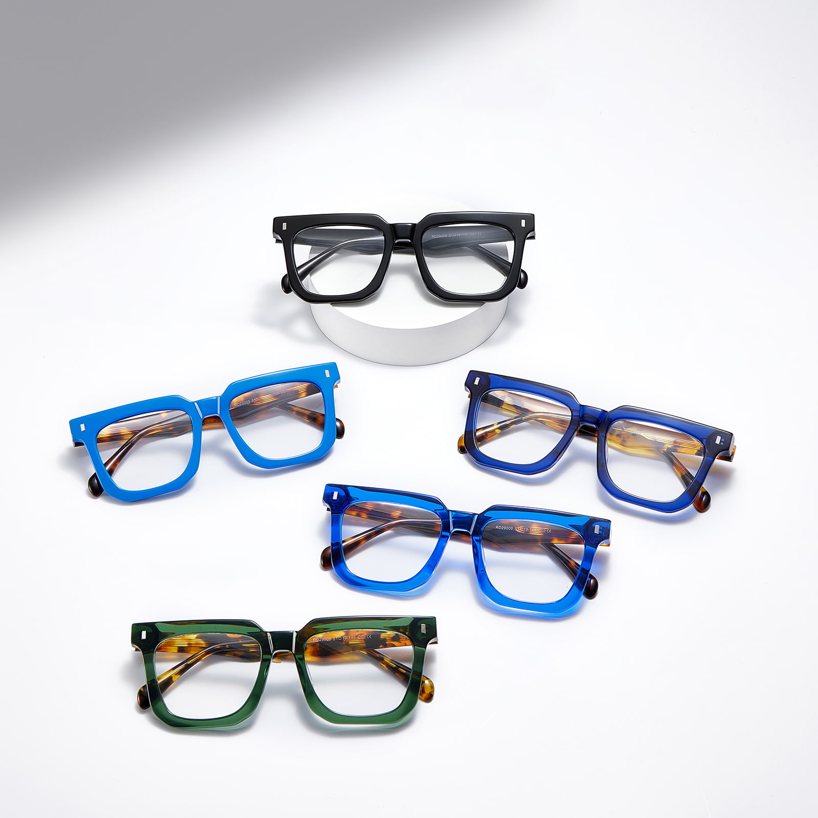 RD29009 Fed firkantet stel Tortoiseshell Textured Acetate Glasses