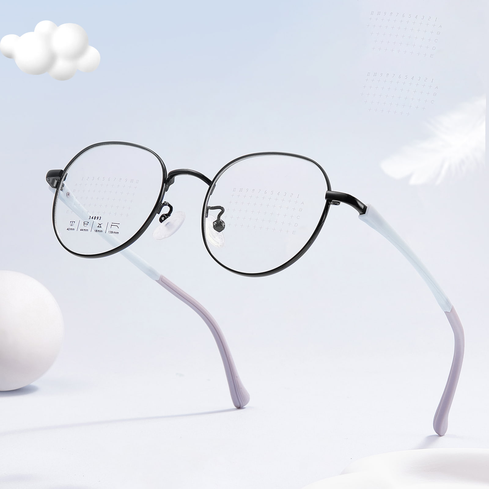 34893 Rundt stel Defocus Prevention Lens Alloy Briller